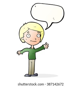 cartoon happy boy with speech bubble