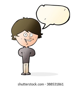 cartoon happy boy with speech bubble