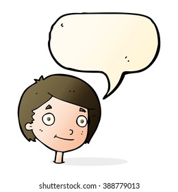 niño feliz de caricatura con burbuja de habla