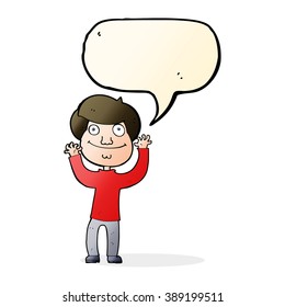 cartoon happy boy with speech bubble