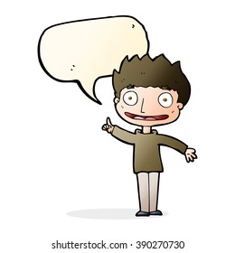 cartoon happy boy with speech bubble