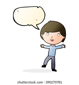 cartoon happy boy with speech bubble