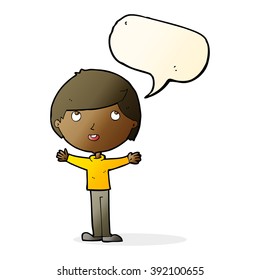 cartoon happy boy with speech bubble