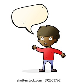 cartoon happy boy with speech bubble