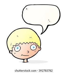 cartoon happy boy with speech bubble