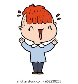 cartoon happy boy surprised