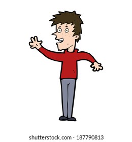 niño feliz de dibujos animados ondeando
