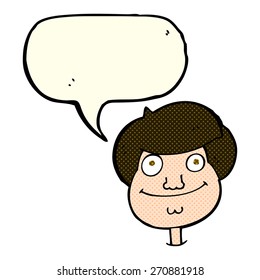 cartoon happy boy's face with speech bubble