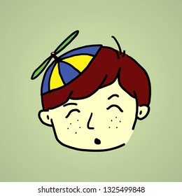 Cartoon of a happy brother face. Vector illustration.