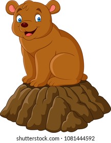 Cartoon happy brown bear 