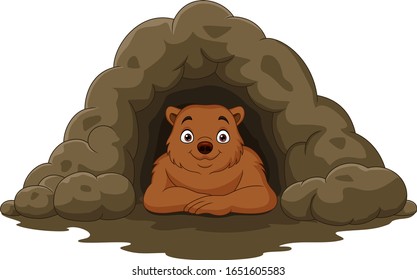 Cartoon-Braunbär in der Höhle