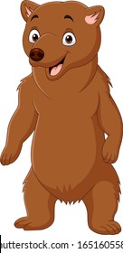 Cartoon happy brown bear standing