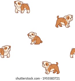 Cartoon happy bulldog - simple trendy pattern with dogs. Flat vector illustration for prints, clothing, packaging and postcards. 