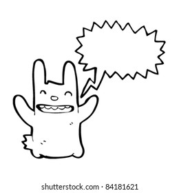 cartoon happy bunny with speech bubble
