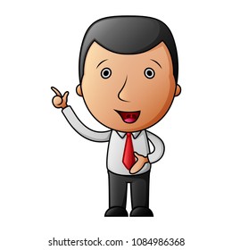 Cartoon Happy Businessman Pointing His Finger Stock Vector (Royalty ...