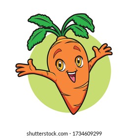 Cartoon Happy Carot Mascot Logo Design