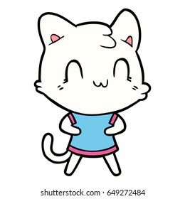 desenho animado gato feliz