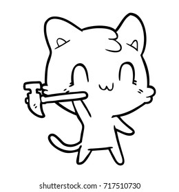 cartoon happy cat