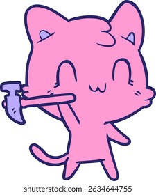 cartoon happy cat in bright neon colors