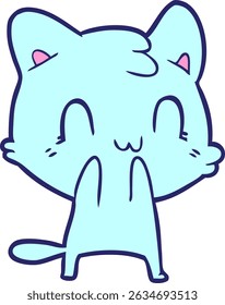 cartoon happy cat in bright neon colors