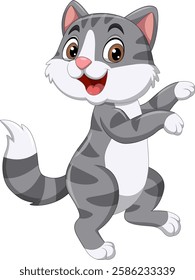 Cartoon a happy cat dancing