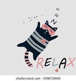 cartoon happy cat on gray background	