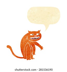 cartoon happy cat with speech bubble