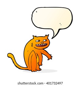 cartoon happy cat with speech bubble