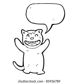 cartoon happy cat with speech bubble