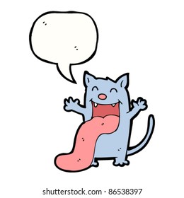 cartoon happy cat sticking out tongue
