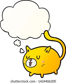 gatito feliz con burbuja de pensamiento en un estilo de gradiente suave