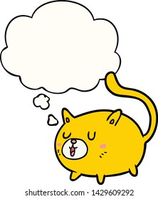 cartoon happy cat with thought bubble