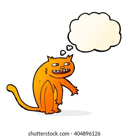 cartoon happy cat with thought bubble
