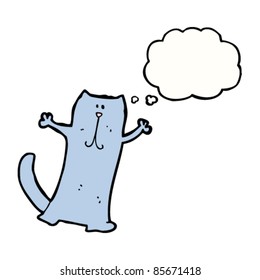 cartoon happy cat with thought bubble