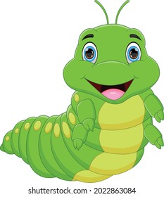 cartoon happy caterpillar on white background