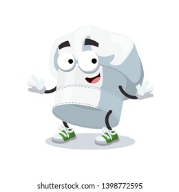 cartoon happy chef cook hat baker cap mascot smiling on white background
