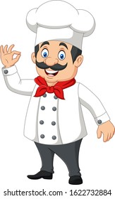 Cartoon happy chef with ok sign