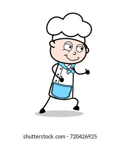 Cartoon Happy Chef Walking Pose Vector Illustration