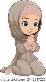 Cartoon of a happy child wearing a hijab