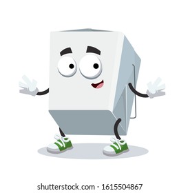 cartoon happy chinese food box mascot smiling on white background