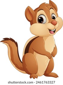 Cartoon happy chipmunk isolated on white background