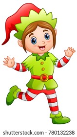 Cartoon happy Christmas elf