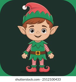 Cartoon happy Christmas elf vector illustration