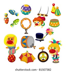 cartoon happy circus show icons collection