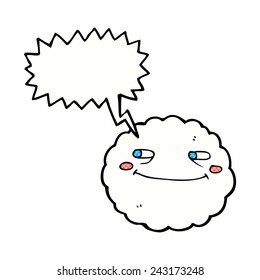 cartoon happy cloud with speech bubble