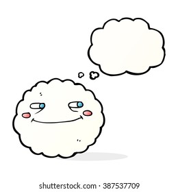cartoon happy cloud with thought bubble