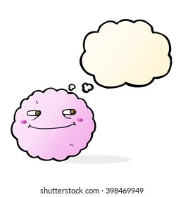cartoon happy cloud with thought bubble