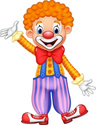 Cartoon Happy Clown Waving Hand