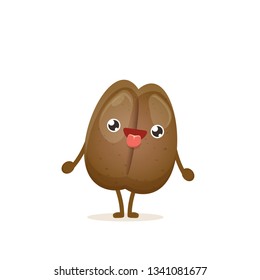 cartoon happy coffee bean character isolated on white background. funky food character character