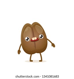 cartoon happy coffee bean character isolated on white background. funky food character character